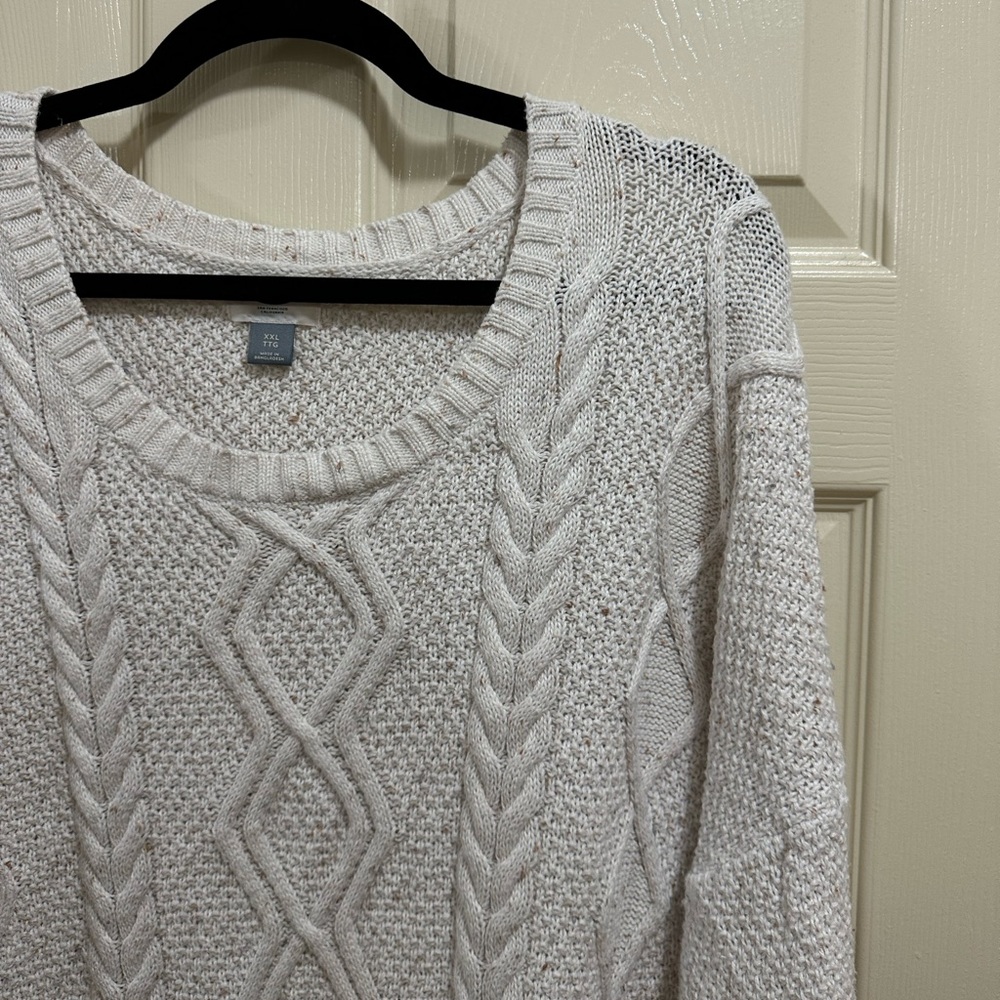 Old Navy hi low cream color cable knit sweater size XXL - Picture 2 of 4